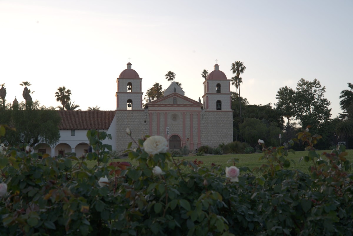 Santa Barbara street scene with Spanish architecture
